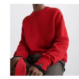rag & bone York Poppy Red Knit Sweater size M Wool Blend Crewneck Pullover